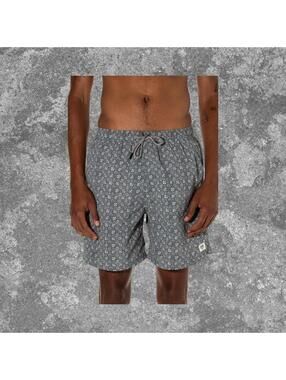 Katin Floral Board Surf Shorts Mens M Blue White Swim Trunks Lined Drawstring